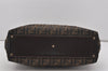 Authentic FENDI Zucca Shoulder Hand Tote Bag Canvas Leather Brown Black 2170I