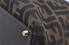 Authentic FENDI Zucca Shoulder Hand Tote Bag Canvas Leather Brown Black 2170I