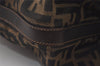 Authentic FENDI Zucca Shoulder Hand Tote Bag Canvas Leather Brown Black 2170I