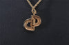 Authentic Christian Dior Gold Tone Rhinestone Chain Pendant Necklace CD 2171I