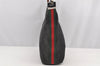 Authentic GUCCI Web Sherry Line Shoulder Bag Canvas Leather 01234 Black 2172I