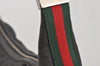 Authentic GUCCI Web Sherry Line Shoulder Bag Canvas Leather 01234 Black 2172I