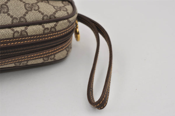 Authentic GUCCI Vintage Clutch Hand Bag Purse GG PVC Leather Brown 2175I