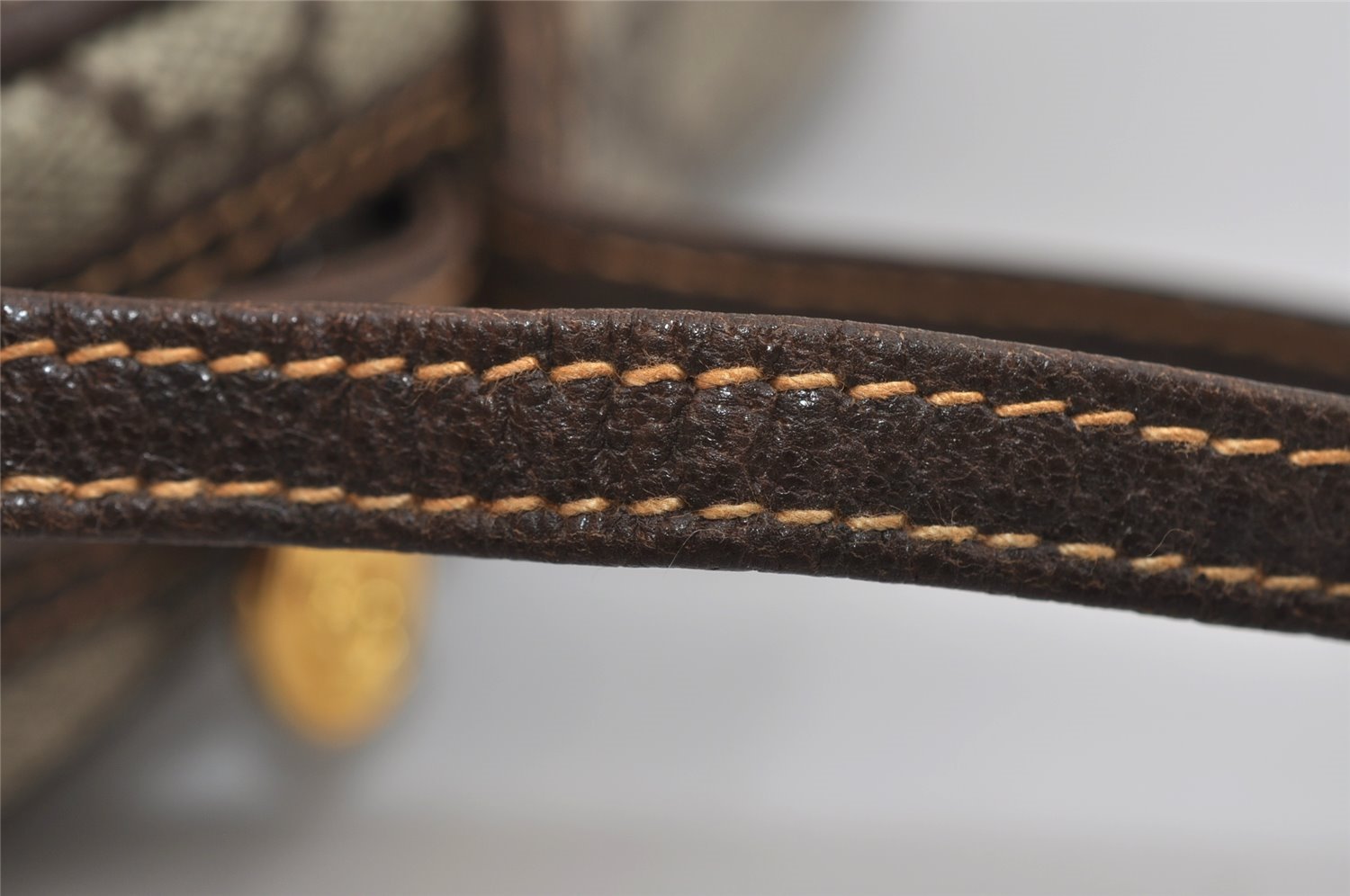 Authentic GUCCI Vintage Clutch Hand Bag Purse GG PVC Leather Brown 2175I