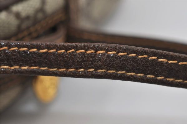 Authentic GUCCI Vintage Clutch Hand Bag Purse GG PVC Leather Brown 2175I