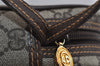 Authentic GUCCI Vintage Clutch Hand Bag Purse GG PVC Leather Brown 2175I