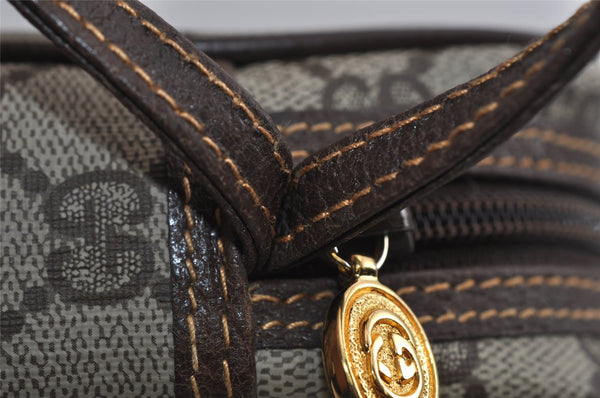 Authentic GUCCI Vintage Clutch Hand Bag Purse GG PVC Leather Brown 2175I