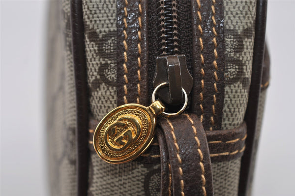 Authentic GUCCI Vintage Clutch Hand Bag Purse GG PVC Leather Brown 2175I