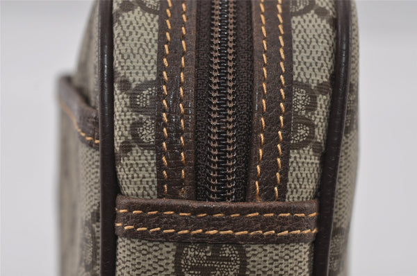 Authentic GUCCI Vintage Clutch Hand Bag Purse GG PVC Leather Brown 2175I