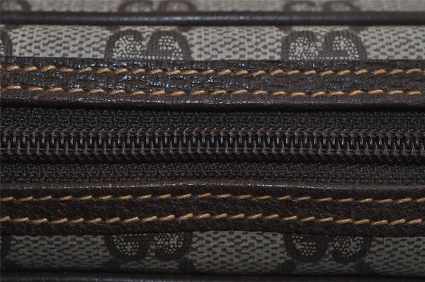 Authentic GUCCI Vintage Clutch Hand Bag Purse GG PVC Leather Brown 2175I