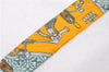 Authentic HERMES Twilly Scarf Metal Fittings Design Silk Yellow 2177D