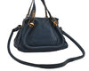 Authentic Chloe Paraty Small 2Way Shoulder Hand Bag Purse Leather Blue 2177I