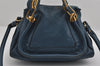 Authentic Chloe Paraty Small 2Way Shoulder Hand Bag Purse Leather Blue 2177I