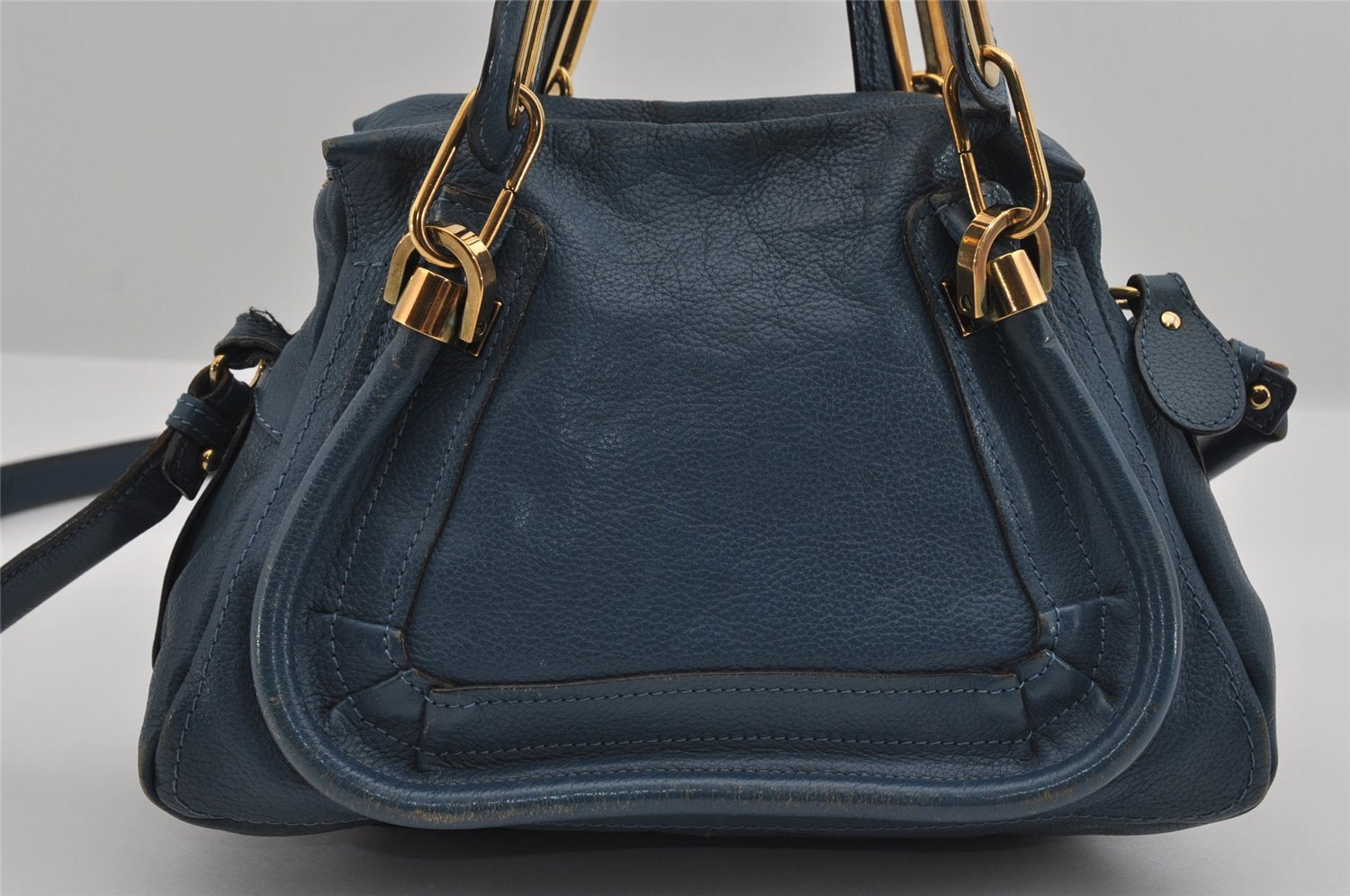 Authentic Chloe Paraty Small 2Way Shoulder Hand Bag Purse Leather Blue 2177I