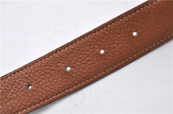 Auth HERMES Ladies Leather Belt Reversible Size 70cm 27.6" Brown Black Box 2178D