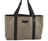 Authentic GUCCI Vintage Shoulder Tote Bag GG PVC Leather 141624 Brown 2178I