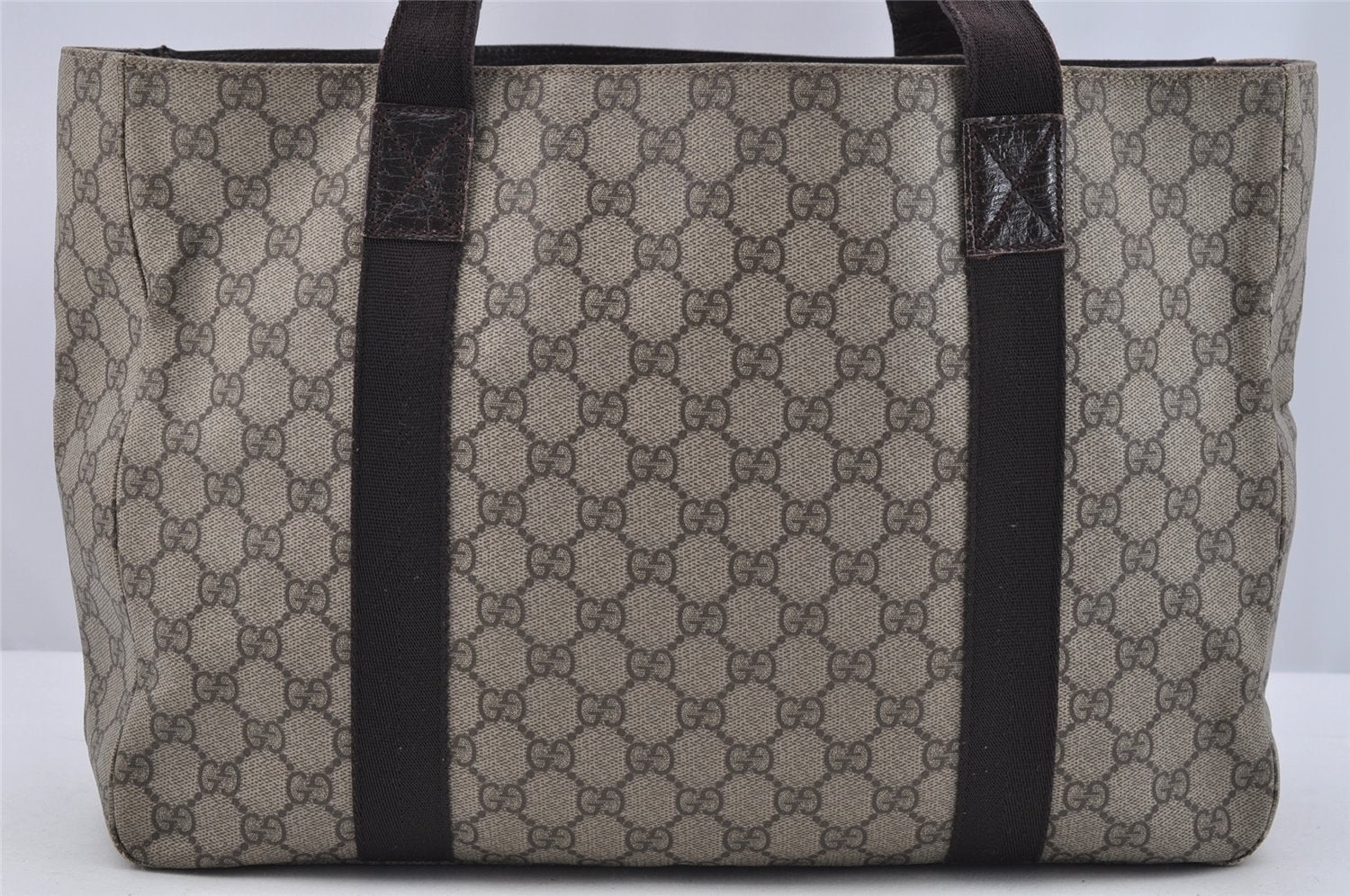 Authentic GUCCI Vintage Shoulder Tote Bag GG PVC Leather 141624 Brown 2178I