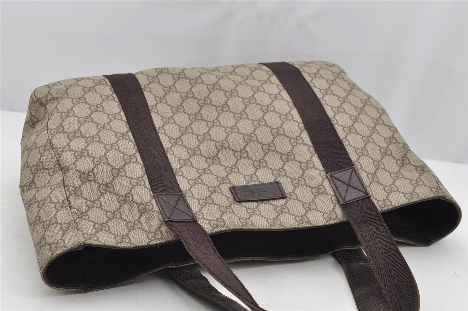 Authentic GUCCI Vintage Shoulder Tote Bag GG PVC Leather 141624 Brown 2178I