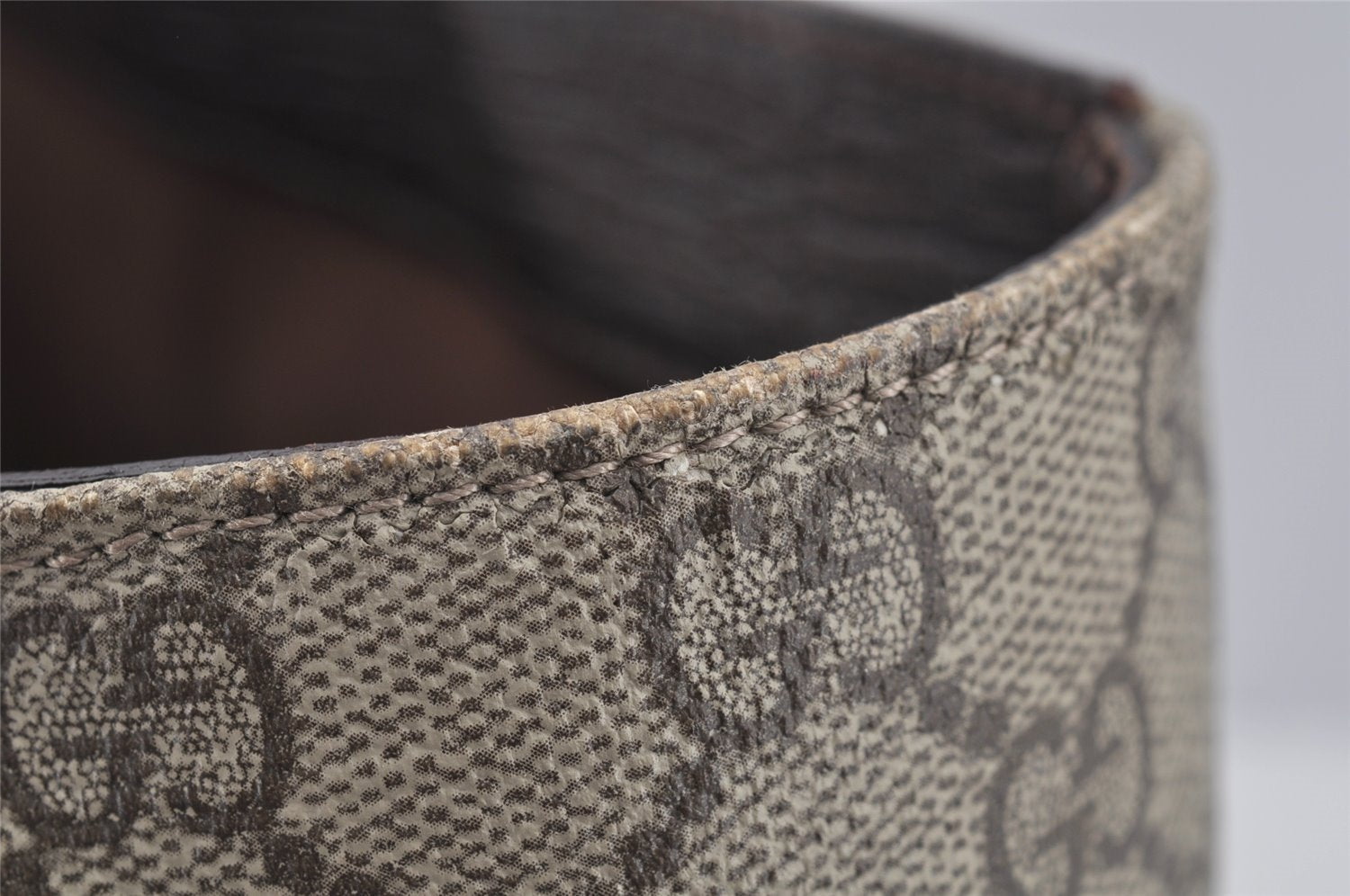 Authentic GUCCI Vintage Shoulder Tote Bag GG PVC Leather 141624 Brown 2178I