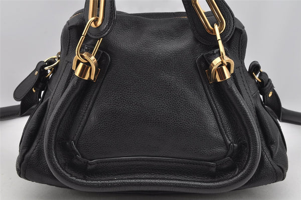 Authentic Chloe Paraty Small 2Way Shoulder Cross Hand Bag Leather Black 2179I