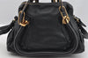 Authentic Chloe Paraty Small 2Way Shoulder Cross Hand Bag Leather Black 2179I