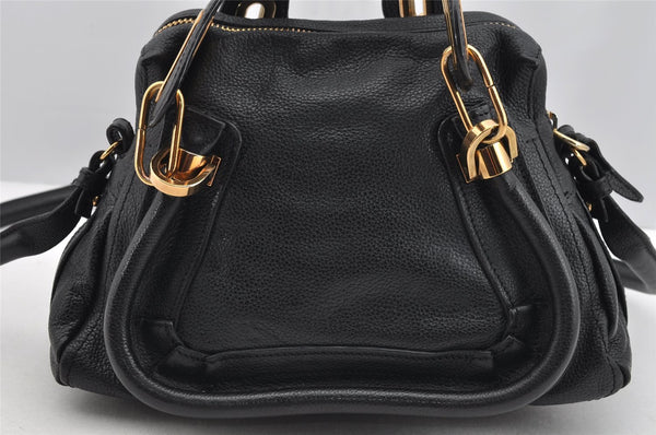 Authentic Chloe Paraty Small 2Way Shoulder Cross Hand Bag Leather Black 2179I