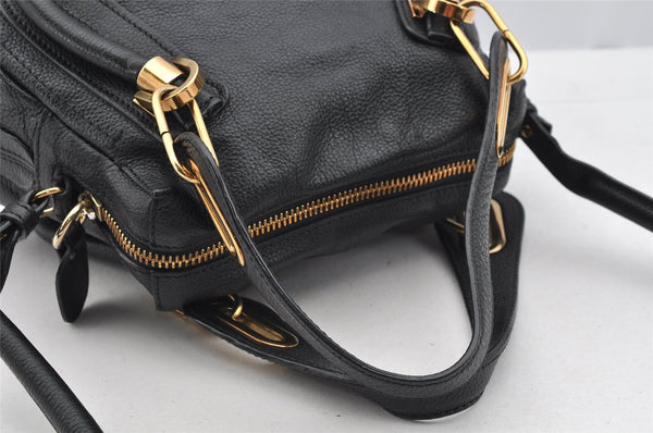 Authentic Chloe Paraty Small 2Way Shoulder Cross Hand Bag Leather Black 2179I