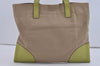 Authentic PRADA Vintage Canvas Leather Hand Tote Bag Beige 2182I