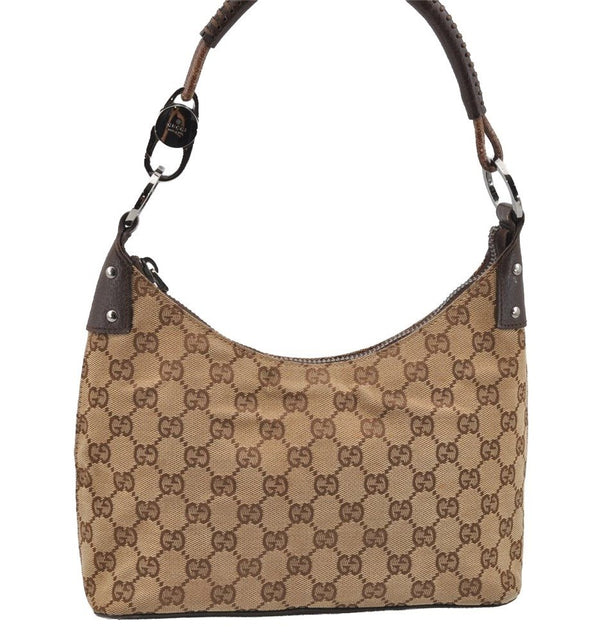 Authentic GUCCI Shoulder Hand Bag Purse GG Canvas Leather 115002 Brown 2186I