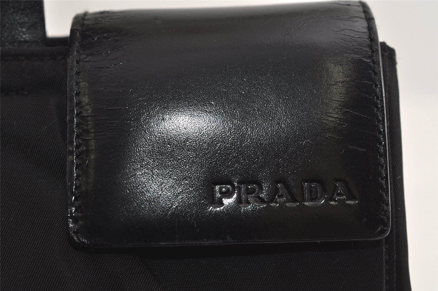 Authentic PRADA Vintage Nylon Tessuto Leather Shoulder Hand Bag Black 2187I