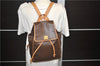 Authentic CELINE Macadam Blason Pattern Backpack PVC Leather Brown 2190D