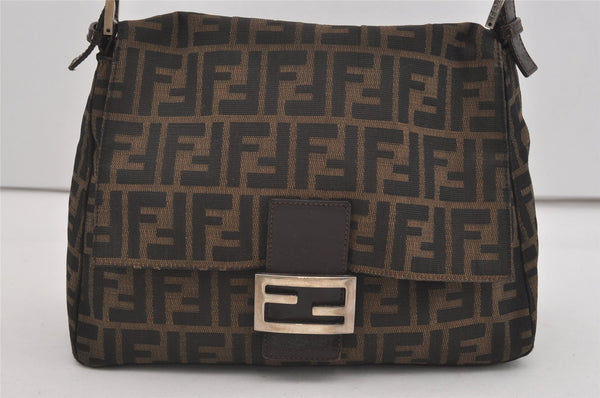 Authentic FENDI Zucca Mamma Baguette Shoulder Bag Canvas Leather Brown 2190I
