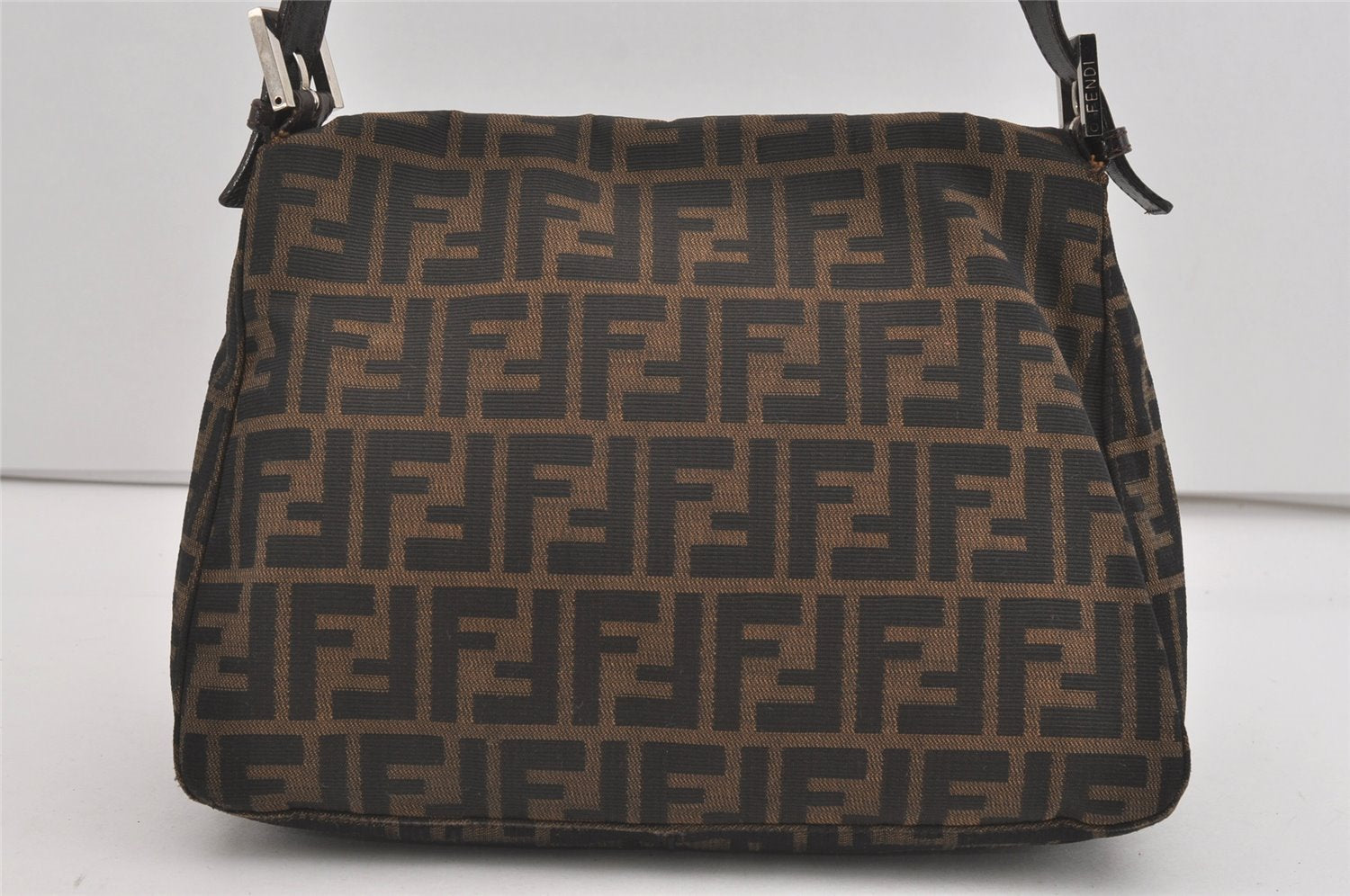 Authentic FENDI Zucca Mamma Baguette Shoulder Bag Canvas Leather Brown 2190I