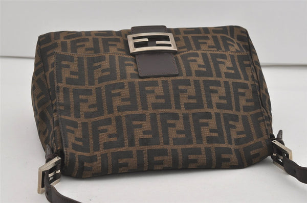 Authentic FENDI Zucca Mamma Baguette Shoulder Bag Canvas Leather Brown 2190I