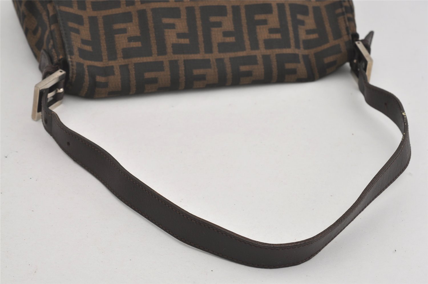 Authentic FENDI Zucca Mamma Baguette Shoulder Bag Canvas Leather Brown 2190I
