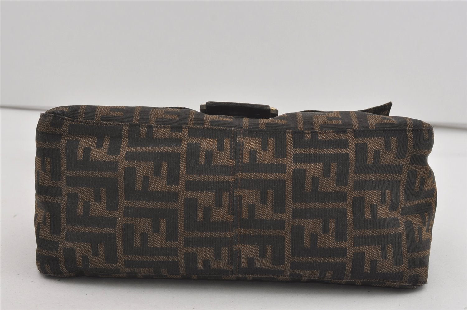 Authentic FENDI Zucca Mamma Baguette Shoulder Bag Canvas Leather Brown 2190I