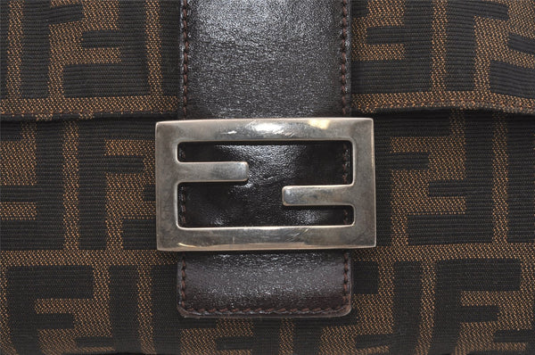 Authentic FENDI Zucca Mamma Baguette Shoulder Bag Canvas Leather Brown 2190I
