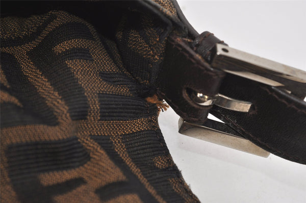Authentic FENDI Zucca Mamma Baguette Shoulder Bag Canvas Leather Brown 2190I