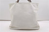 Authentic CHANEL Vintage Caviar Skin CC Logo Shoulder Tote Bag White 2192G