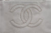 Authentic CHANEL Vintage Caviar Skin CC Logo Shoulder Tote Bag White 2192G