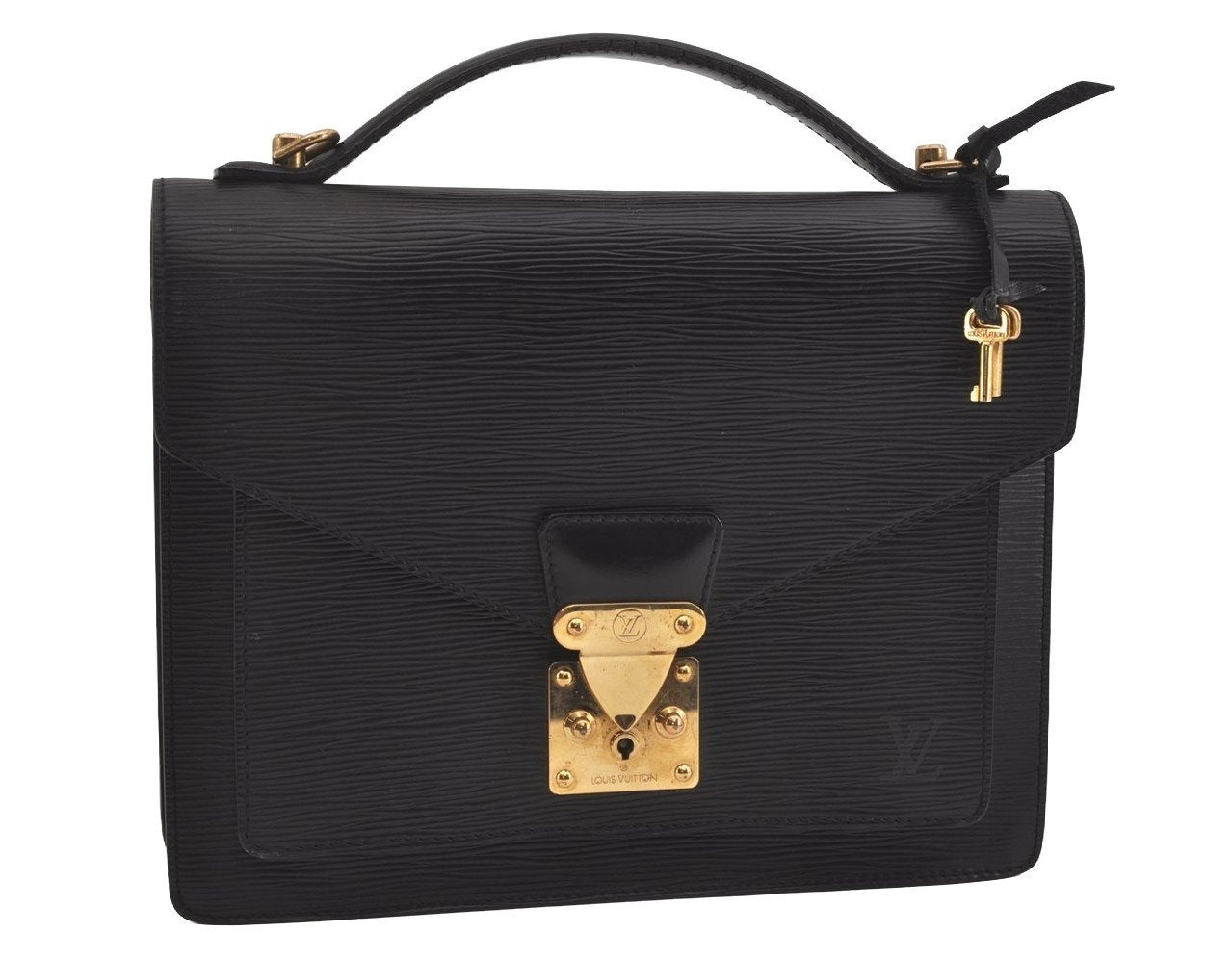Authentic Louis Vuitton Epi Monceau 2Way Shoulder Hand Bag Black M52122 LV 2193I