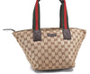 Authentic GUCCI Web Sherry Line Hand Bag GG Canvas Leather 131228 Brown 2194F