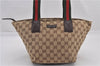 Authentic GUCCI Web Sherry Line Hand Bag GG Canvas Leather 131228 Brown 2194F