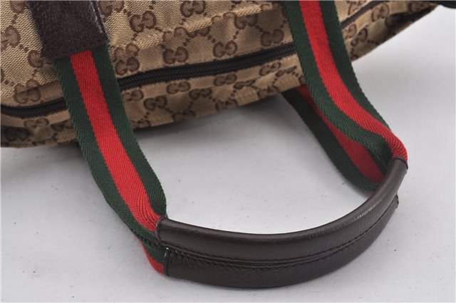 Authentic GUCCI Web Sherry Line Hand Bag GG Canvas Leather 131228 Brown 2194F