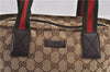 Authentic GUCCI Web Sherry Line Hand Bag GG Canvas Leather 131228 Brown 2194F