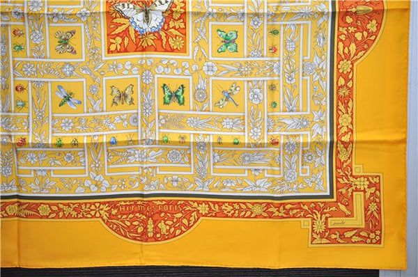 Authentic HERMES Carre 90 Scarf "joyaux de l'ete" Silk Yellow Box 2195E