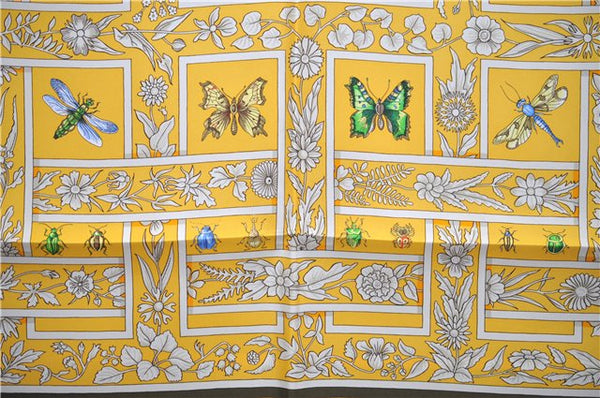 Authentic HERMES Carre 90 Scarf "joyaux de l'ete" Silk Yellow Box 2195E