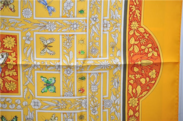 Authentic HERMES Carre 90 Scarf "joyaux de l'ete" Silk Yellow Box 2195E