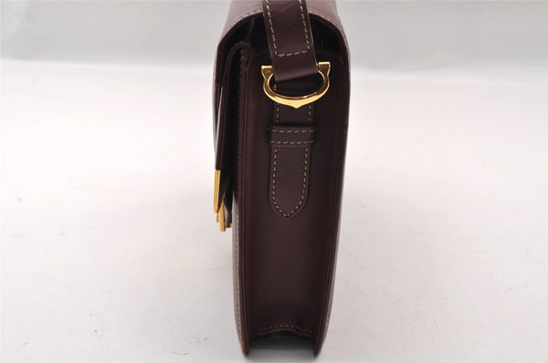 Authentic Cartier Must de Cartier Leather Shoulder Cross Body Bag Bordeaux 2195I