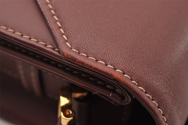 Authentic Cartier Must de Cartier Leather Shoulder Cross Body Bag Bordeaux 2195I